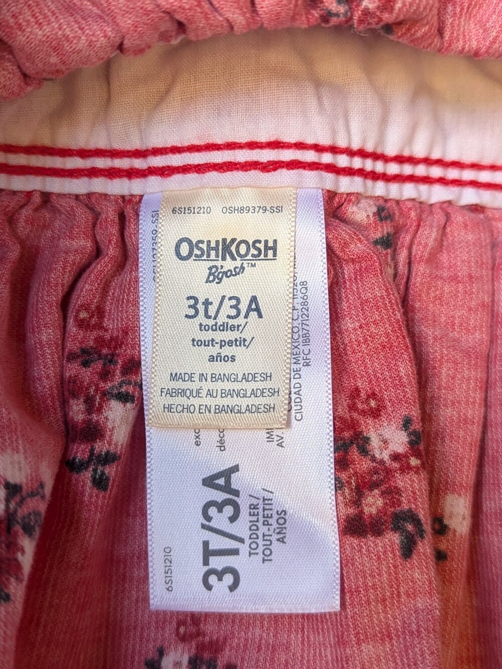 NWOT OshKosh B'gosh Toddler Floral Print Jumper Dress Red Corduroy Size 3T - Picture 5 of 7